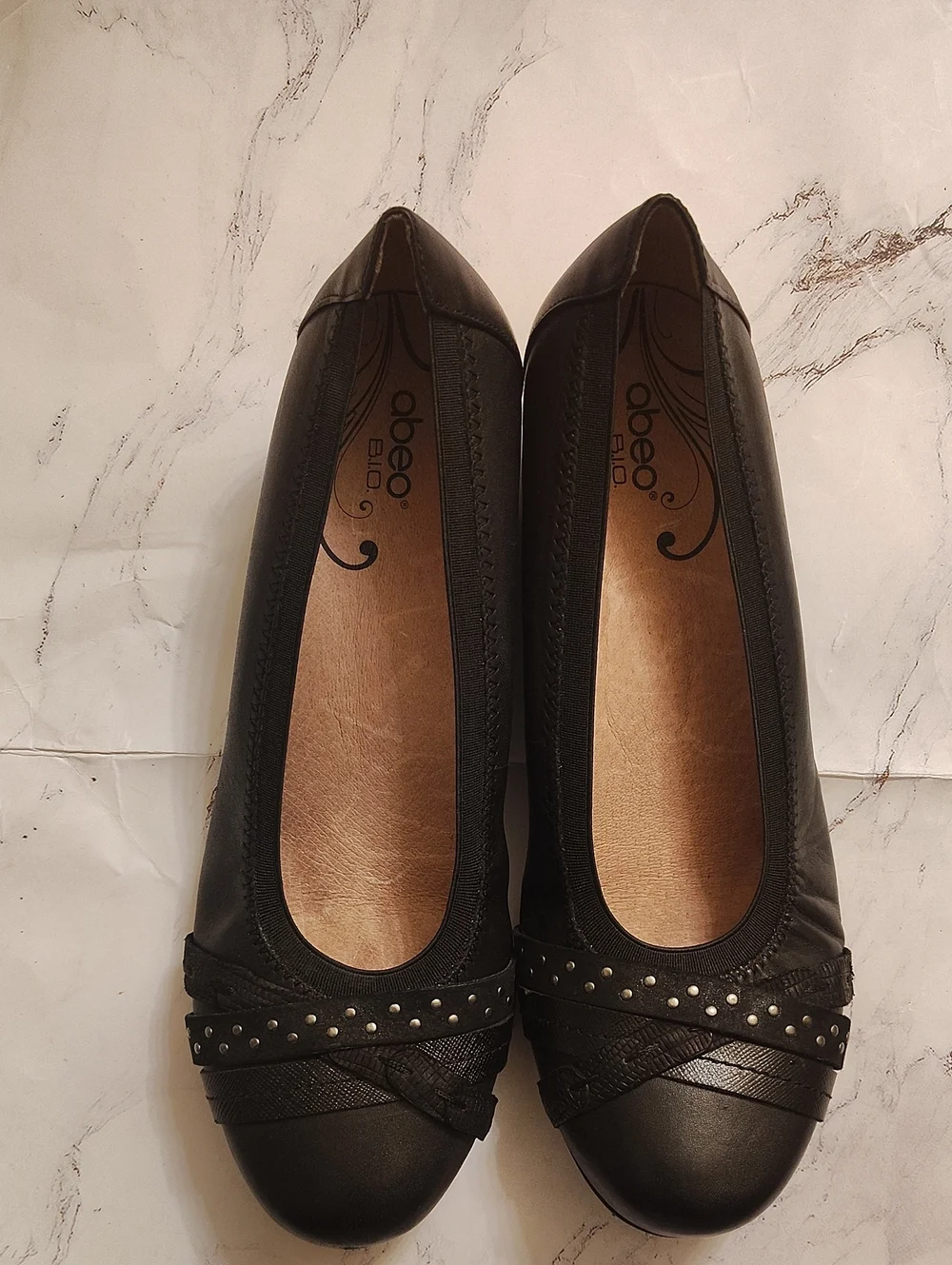 Black Women's Ballet Flats with Stud Detail